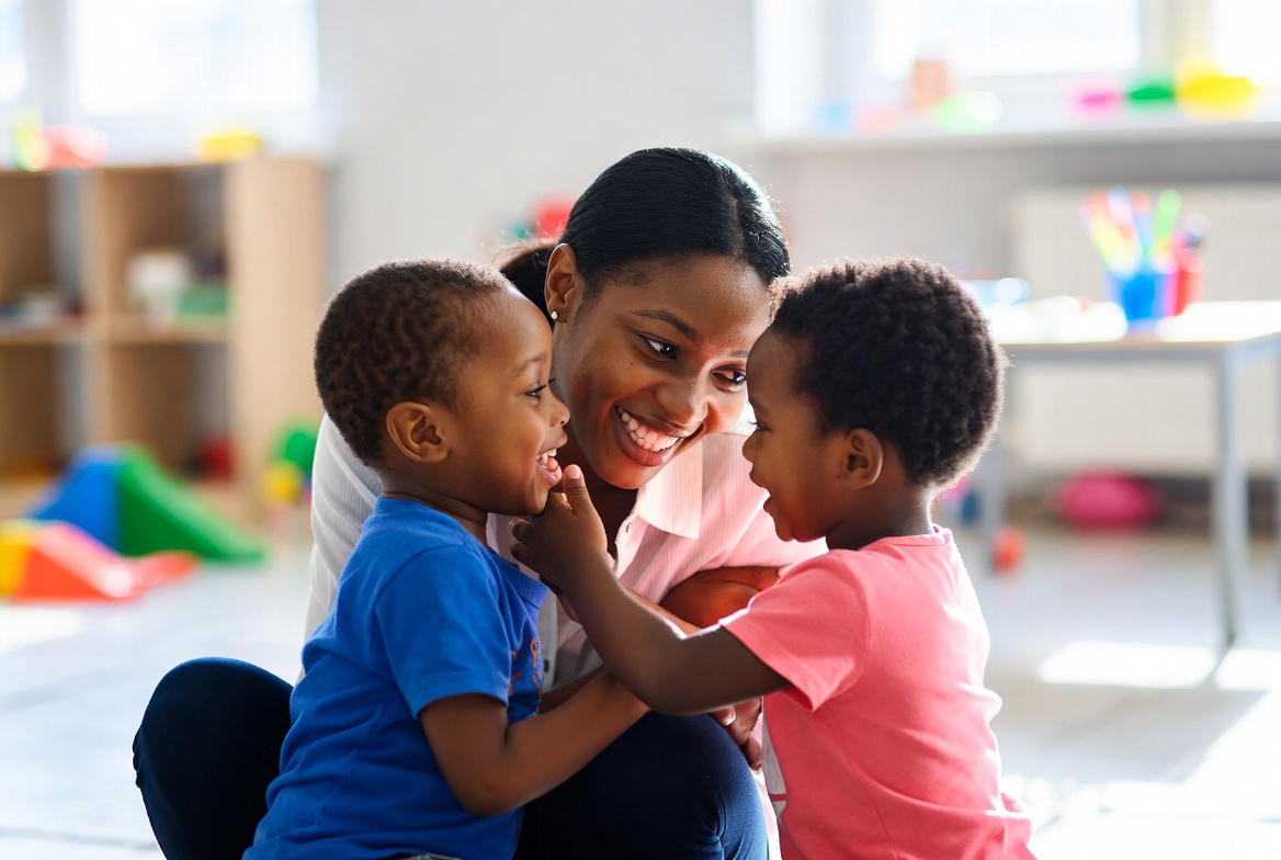 Teacher with children